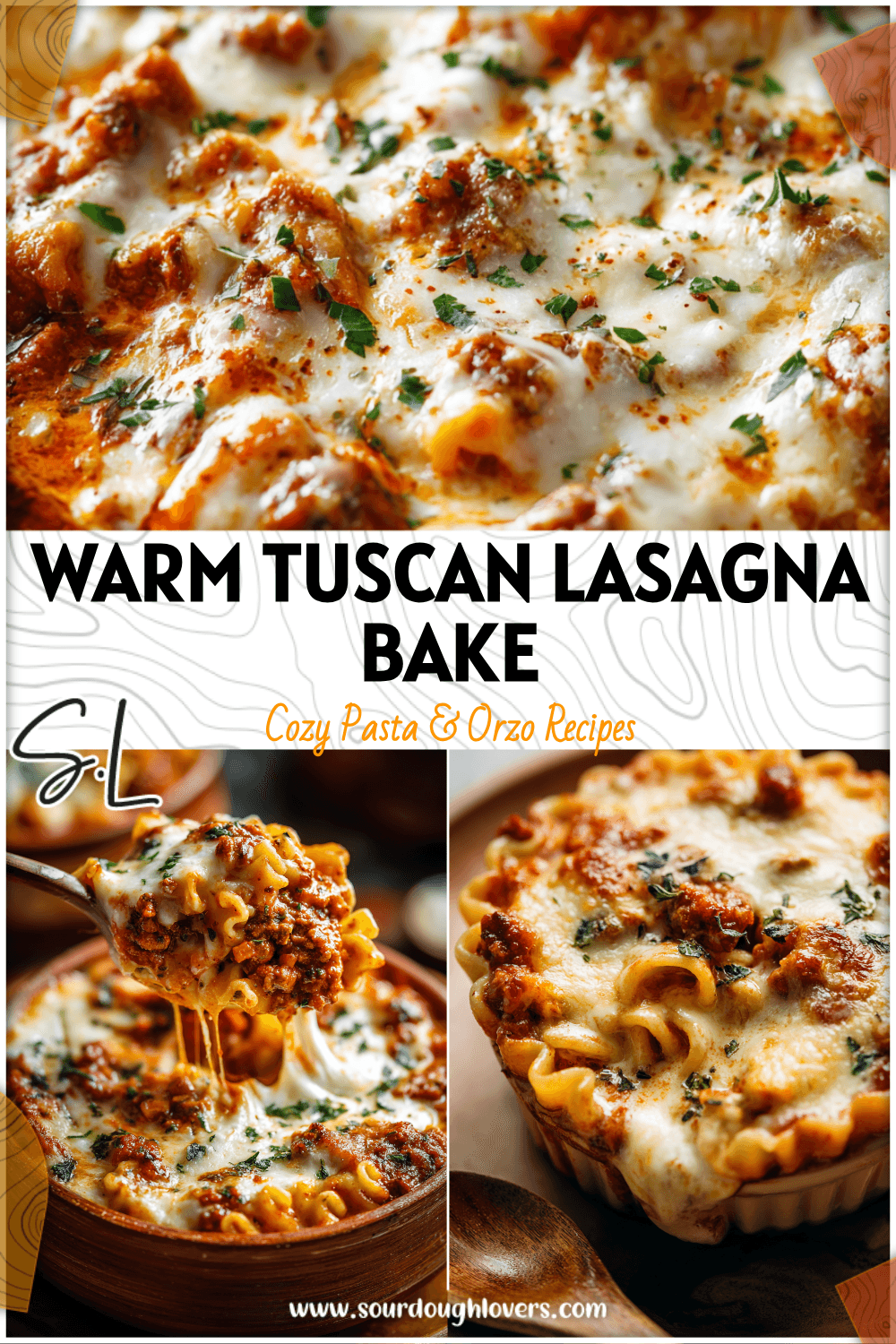 Tuscan-style lasagna soup bake topped with melted cheese and herbs served in a rustic dish for easy fall dinners 26